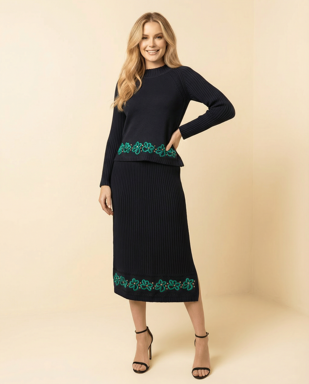 Hand Embroidered Floral Sweater