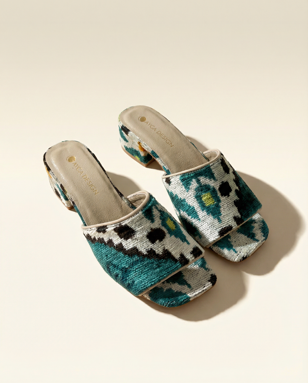 Blue & Yellow Open Toe Slides