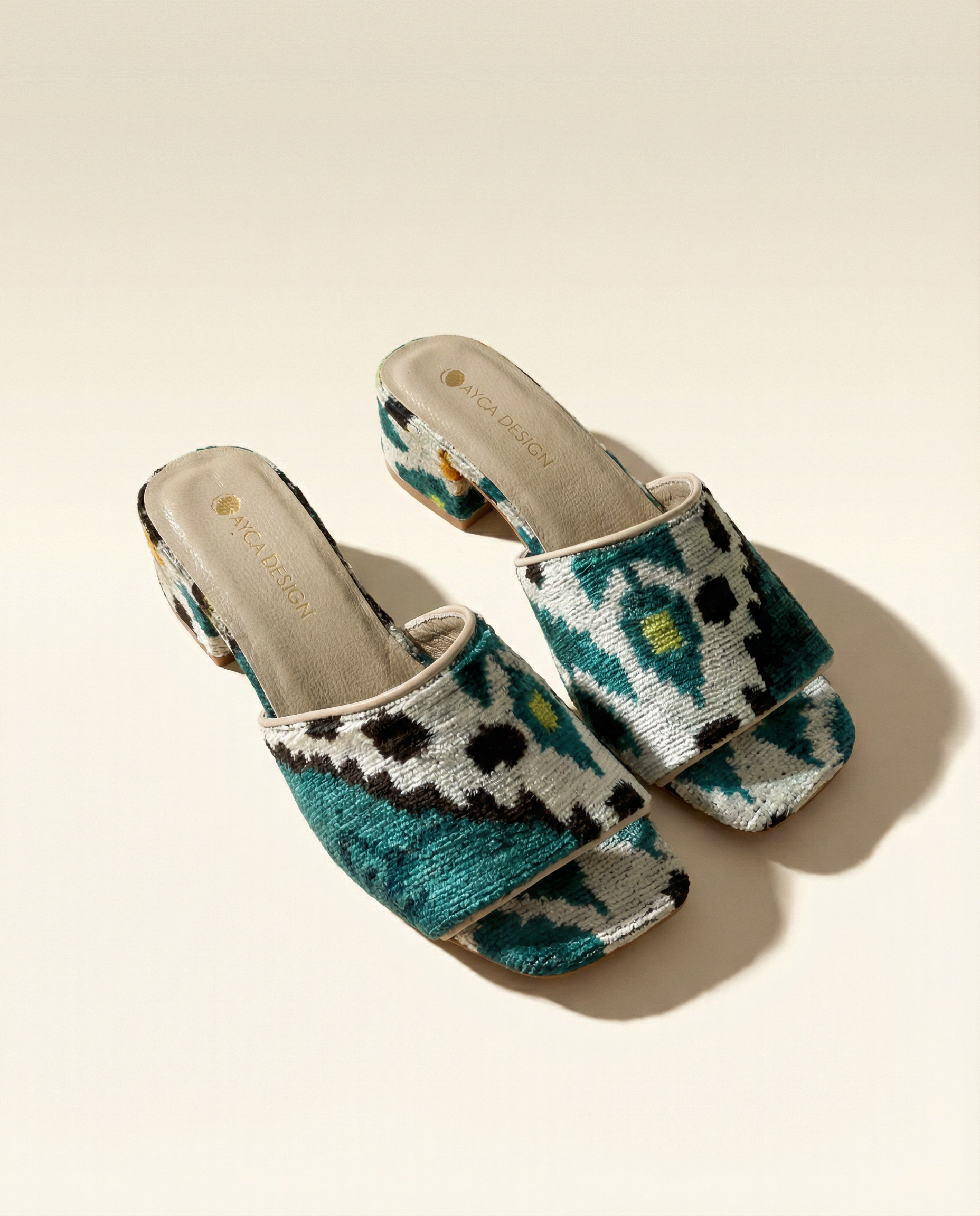 Blue & Yellow Open Toe Slides