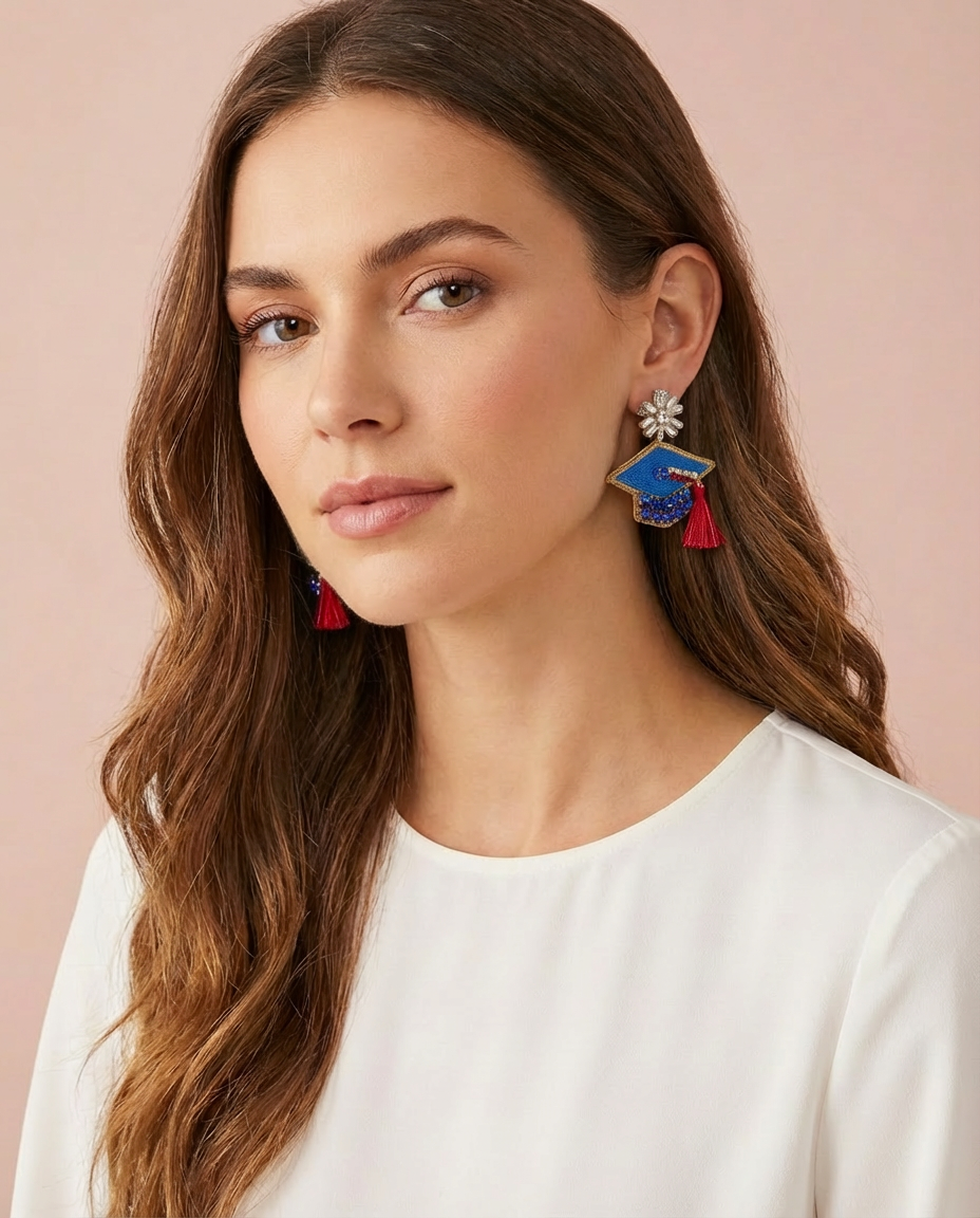 Congrats Grad Blue Earrings