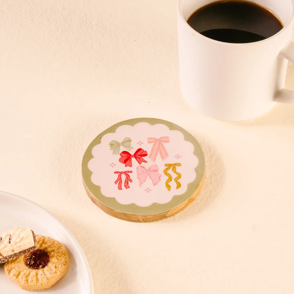 Bow Affair Wood Enamel Coasters S/4