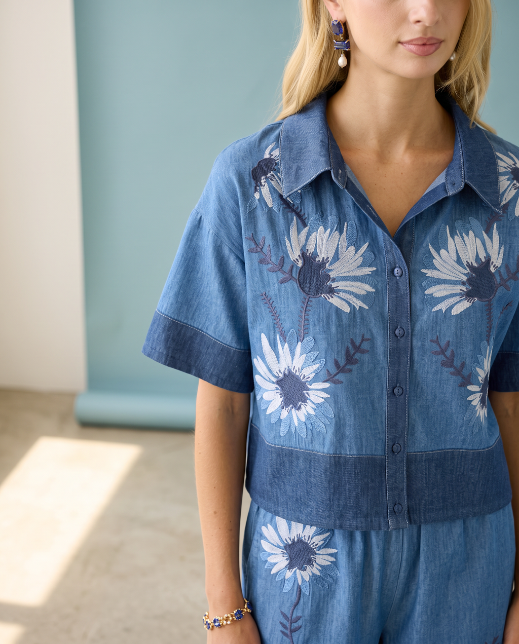 Roxy Chambray Top