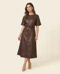 Belted Vegan Leather Dress