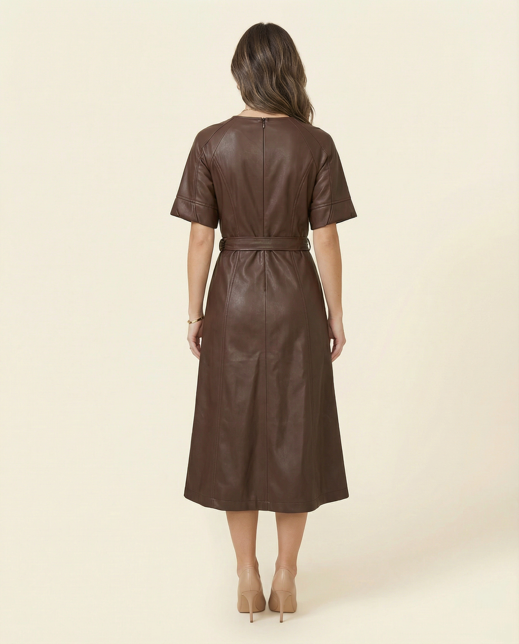 Belted Vegan Leather Dress