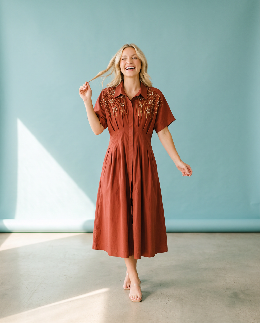 Hook ’Em Rust Cinch Dress
