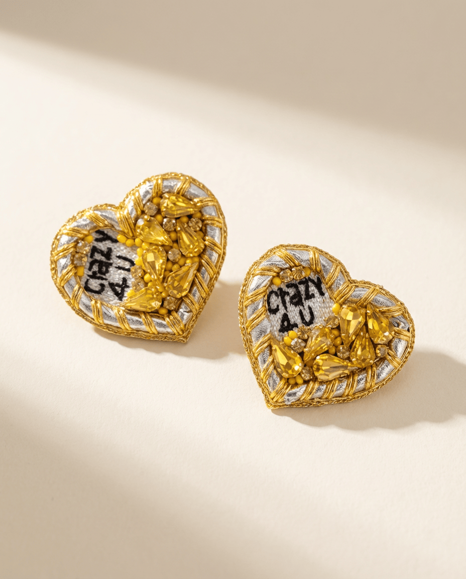 Yellow Conversation Heart Studs