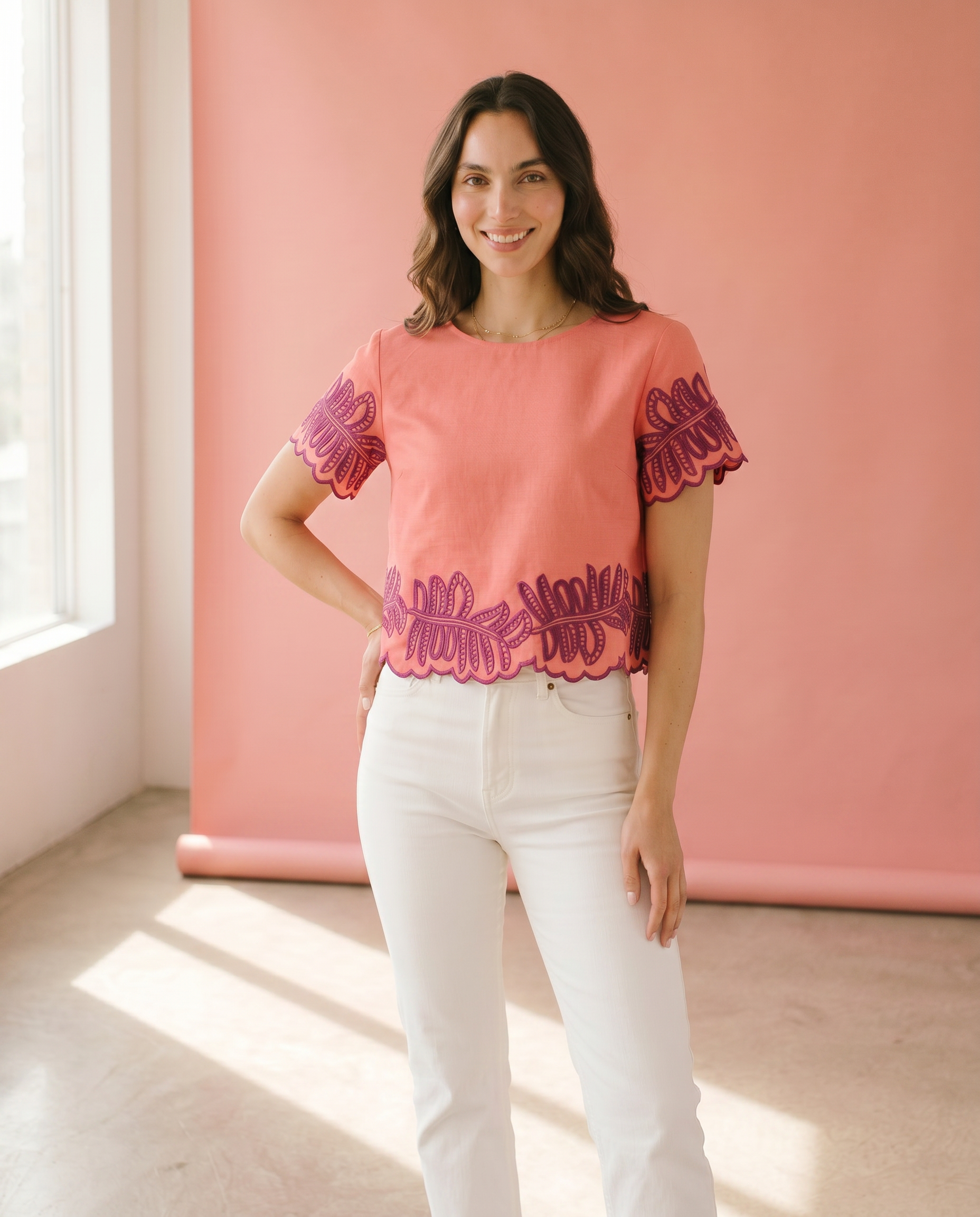 Coral Royal Palm Top
