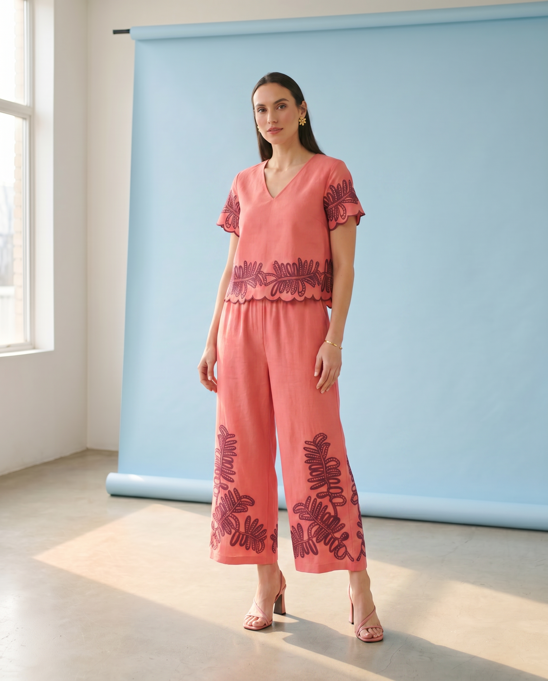 Coral Royal Palm Pants