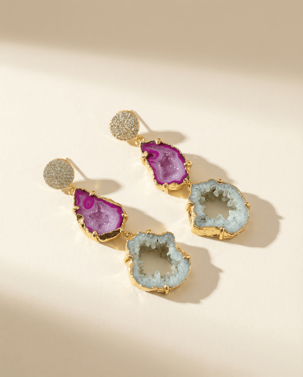 Mixed II Double Agate Earrings