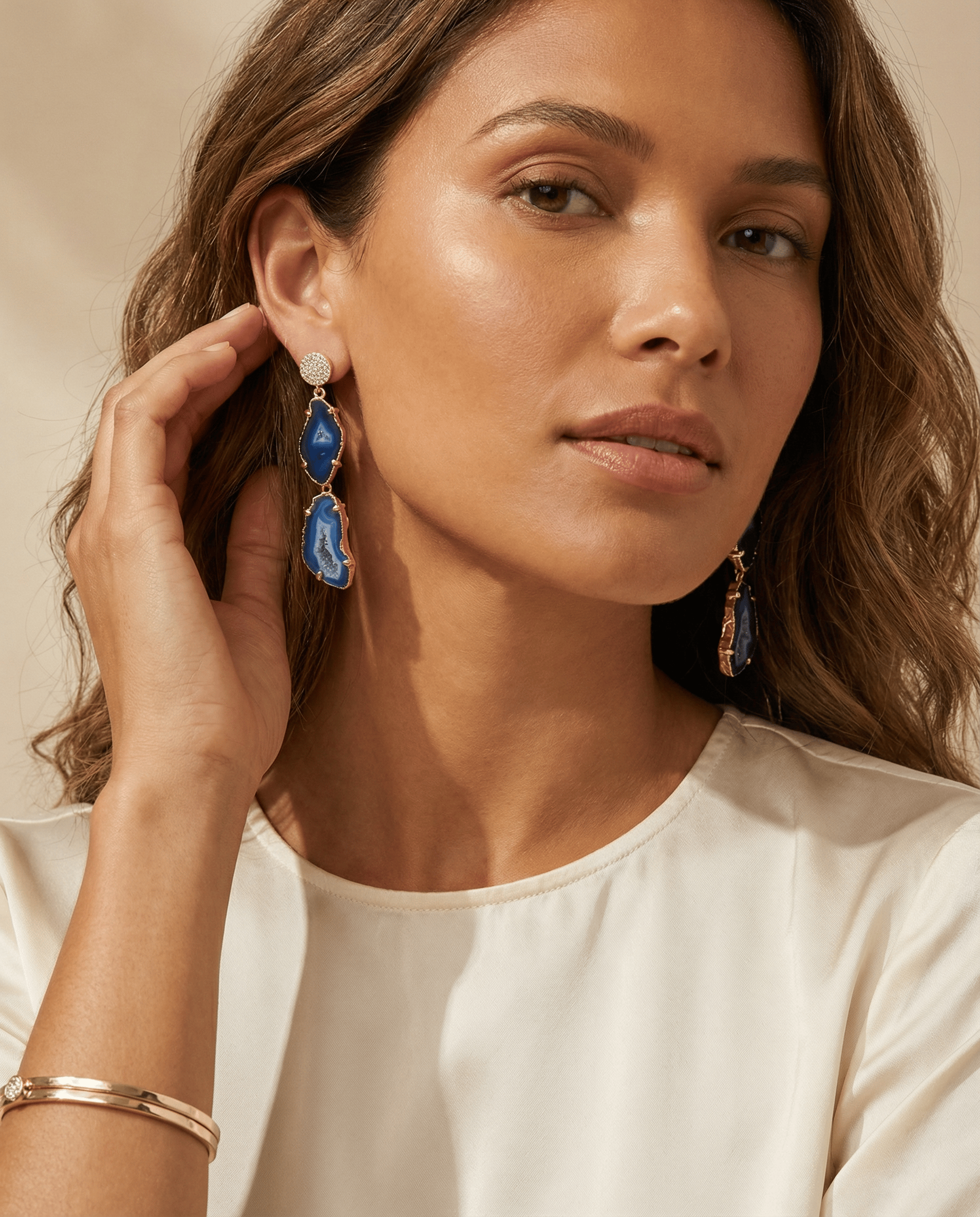 Dark Waters Double Agate Earrings