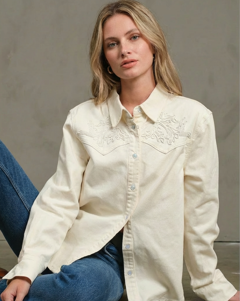 Ivory Denim Western Shirt