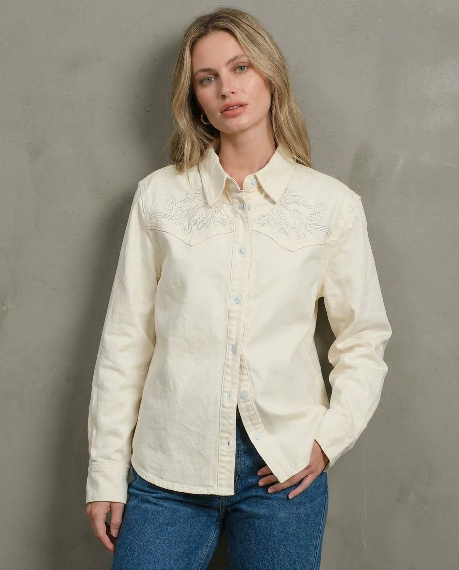 Ivory Denim Western Shirt