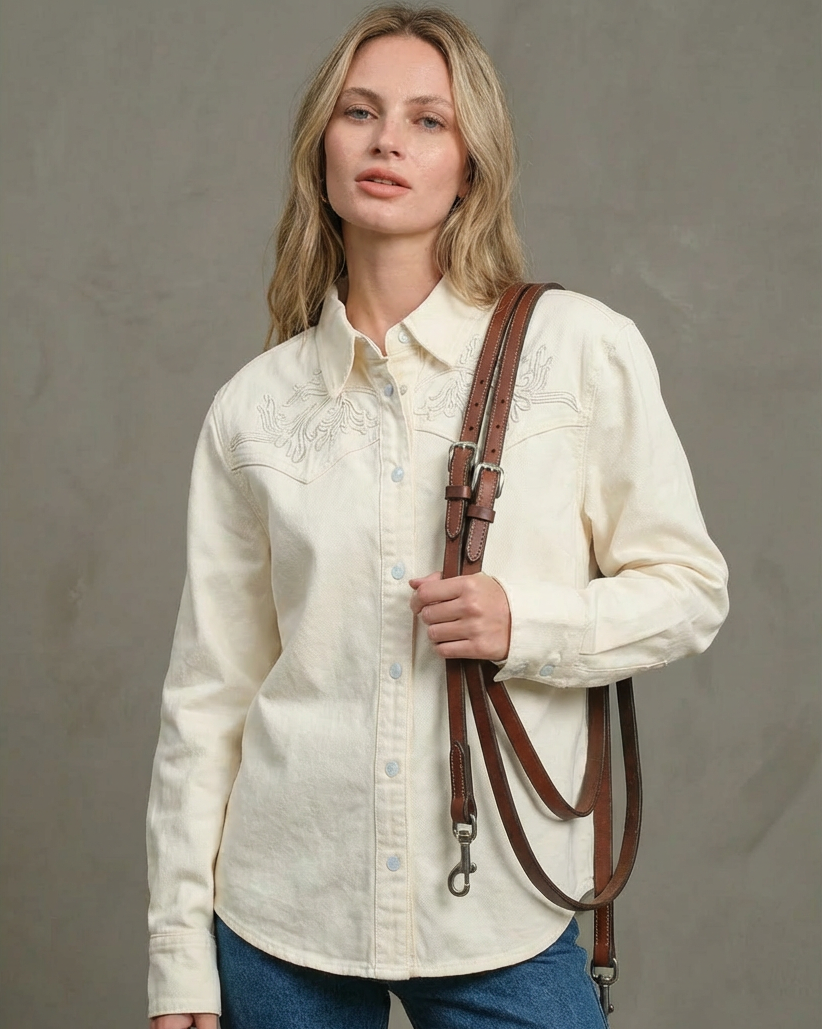 Ivory Denim Western Shirt
