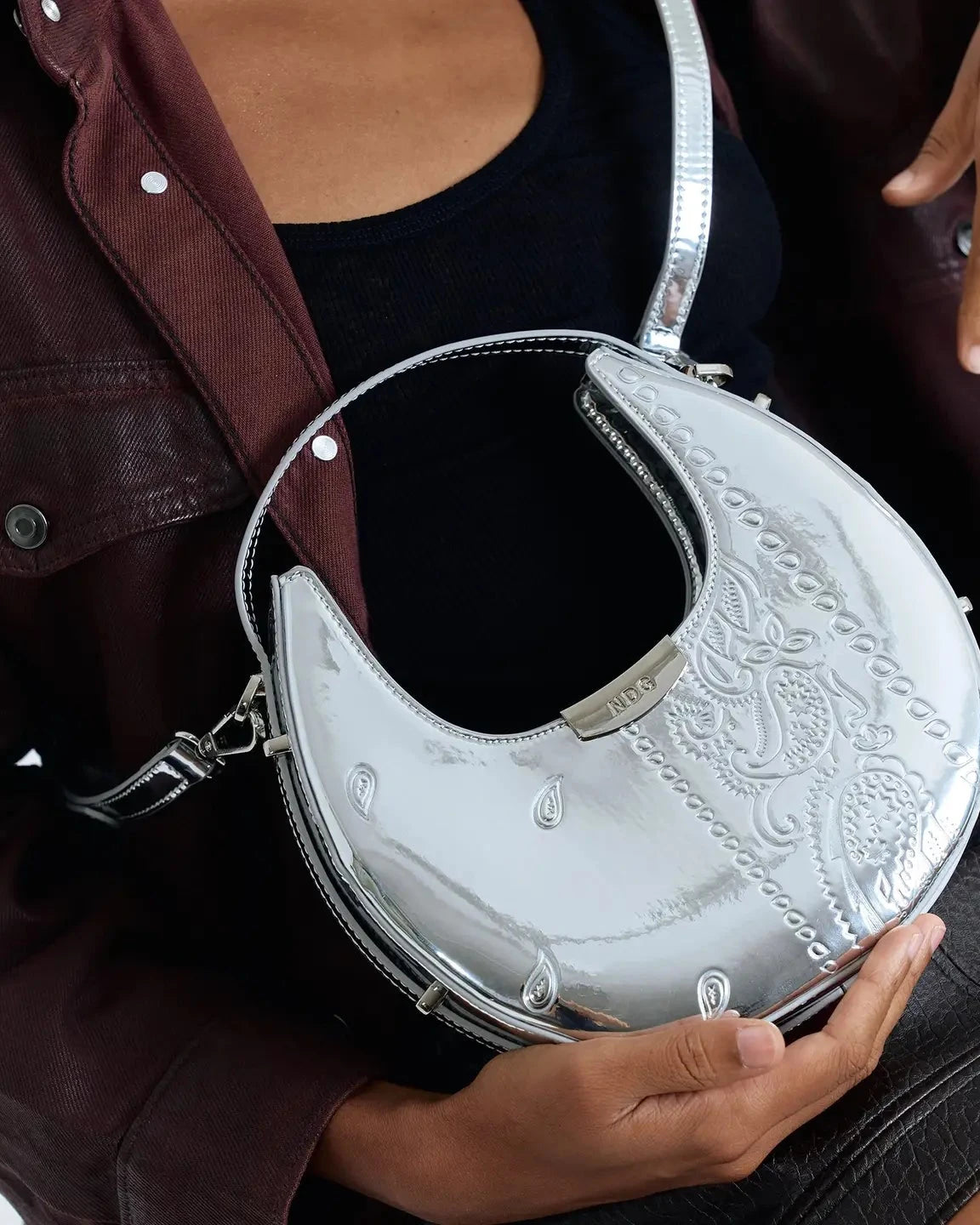 Silver Paisley Luna Bag