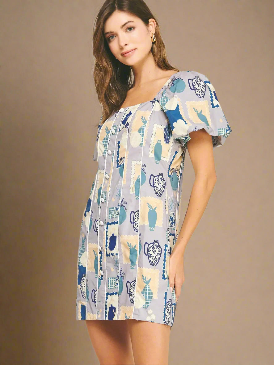 Grecian Striped Poplin Dress