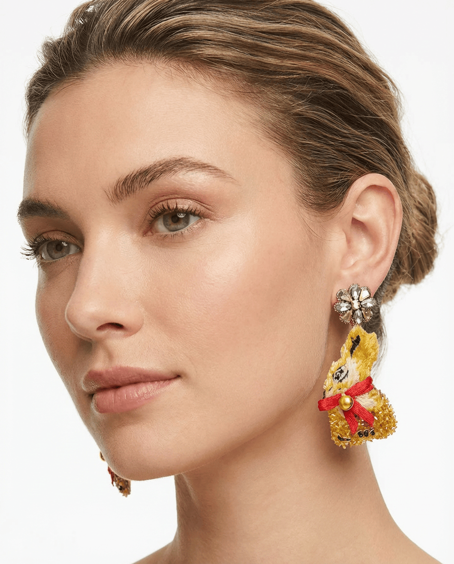 Bowtie Rabbit Earrings (3-D)