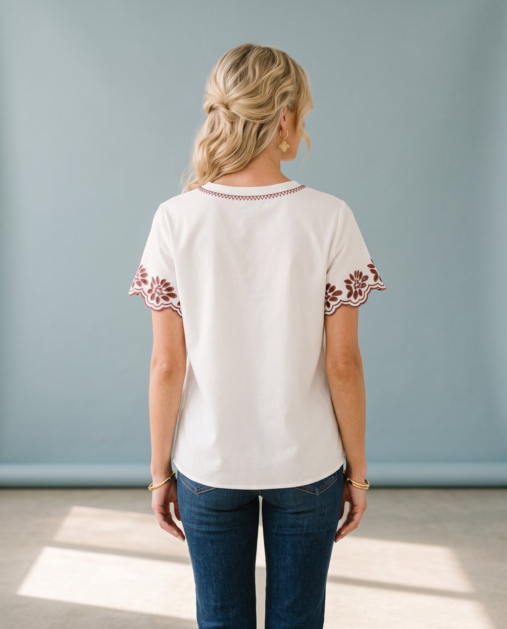 Rust Embroidered Tee
