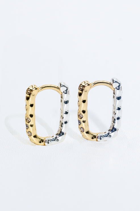Gold & Silver Pavé Reversible Huggie Earrings
