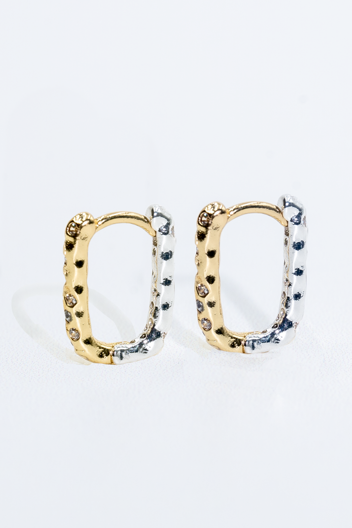 Gold & Silver Pavé Reversible Huggie Earrings