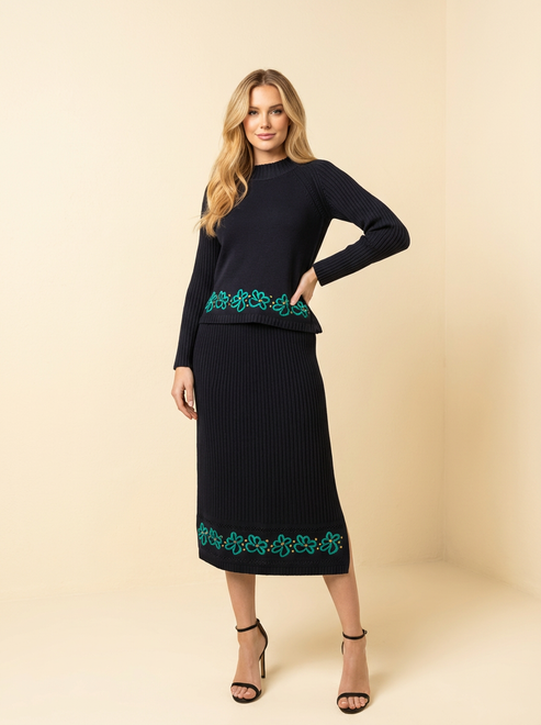 Hand Embroidered Floral Sweater