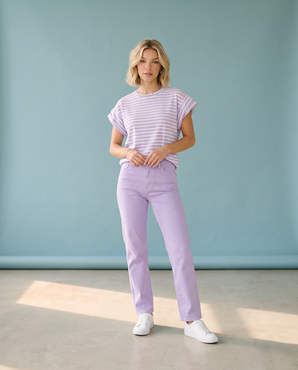Striped Lavender Top