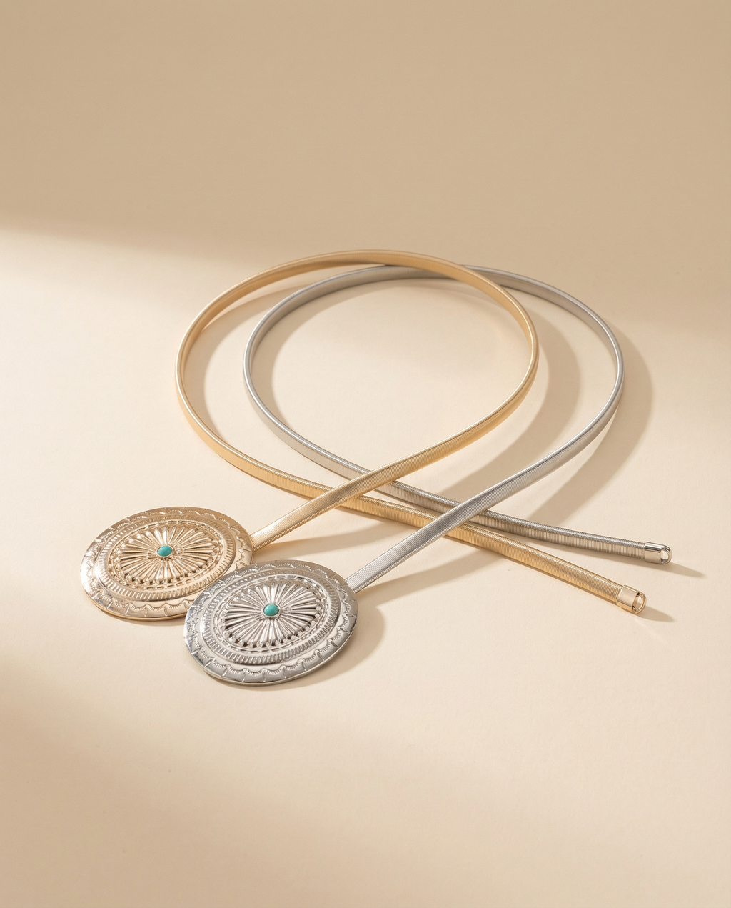 gold and silver very delicate chain western belts with ponchos