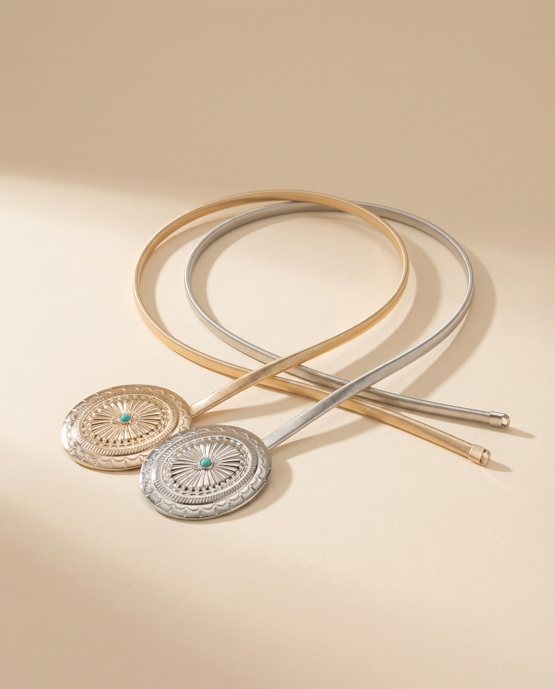 gold and silver very delicate chain western belts with ponchos