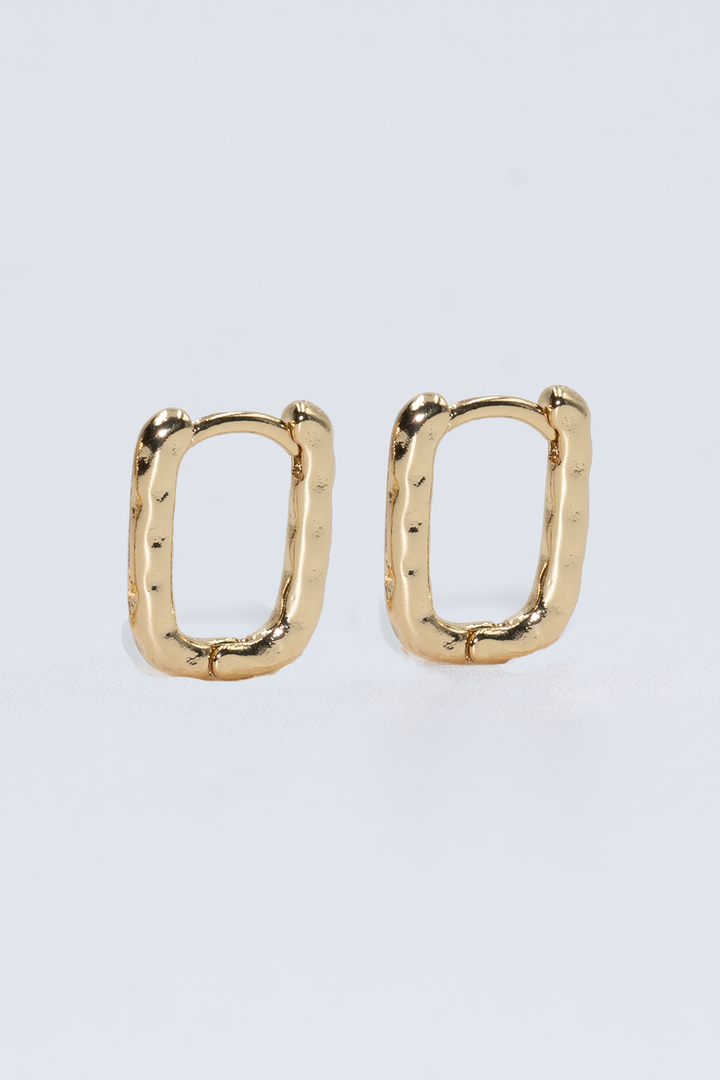 Gold Hammered Huggie Earrings