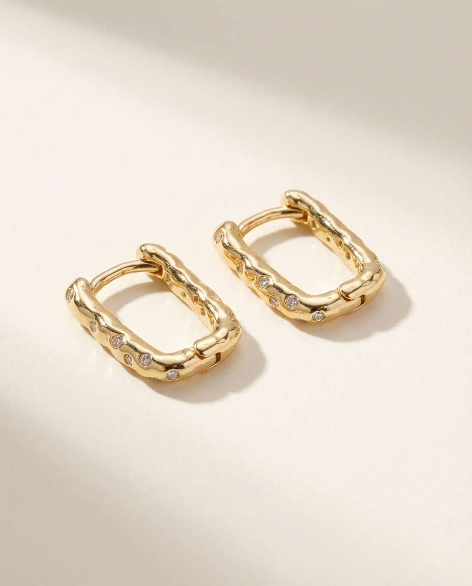 Gold Pavé Huggie Earrings