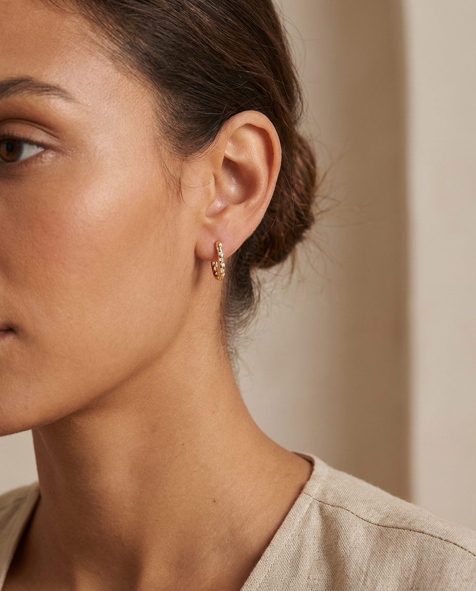 Gold Pavé Huggie Earrings