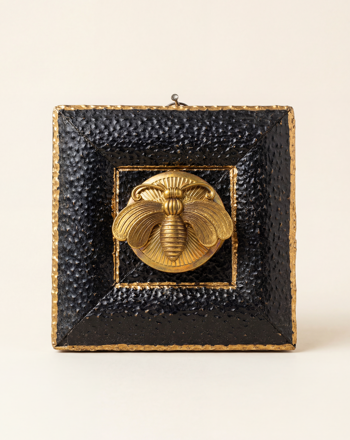 Decorative gold compact on a painted wooden frame art 