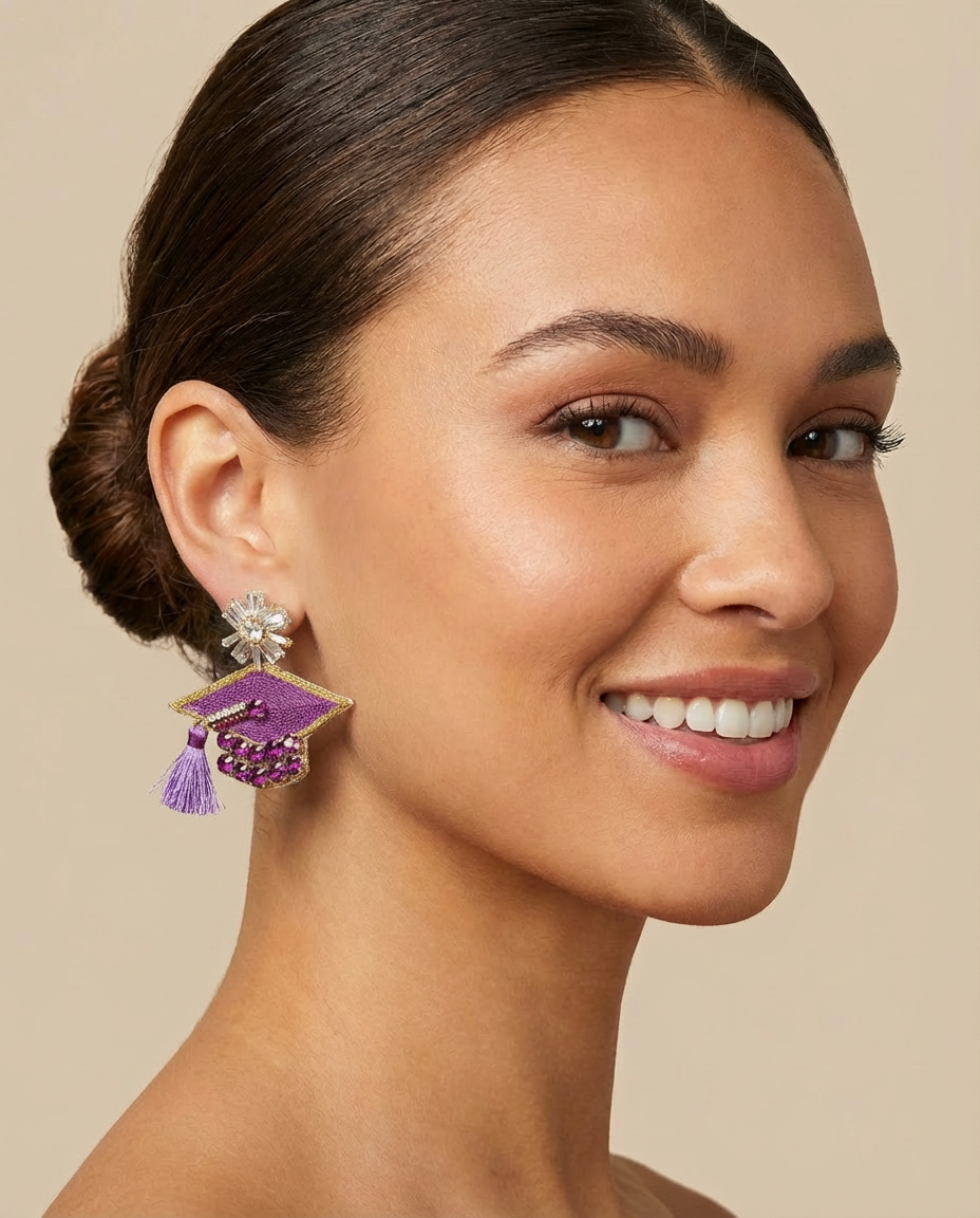 Congrats Grad Purple Earrings