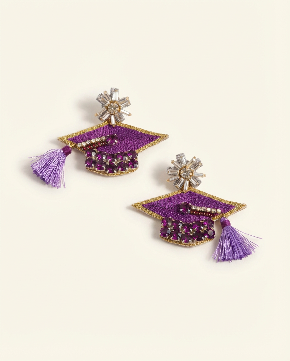 Congrats Grad Purple Earrings