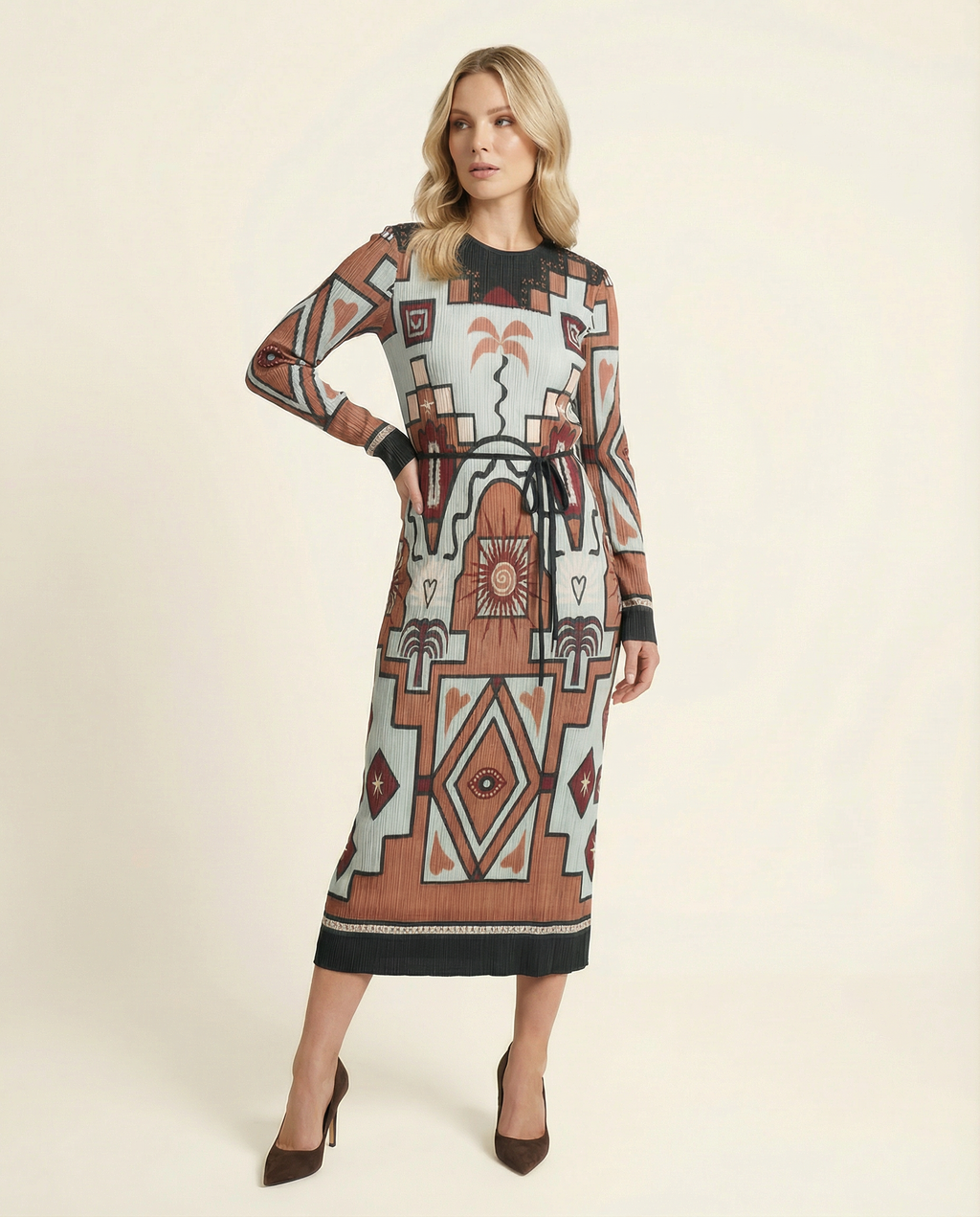 Harmonia Plissé Midi Dress