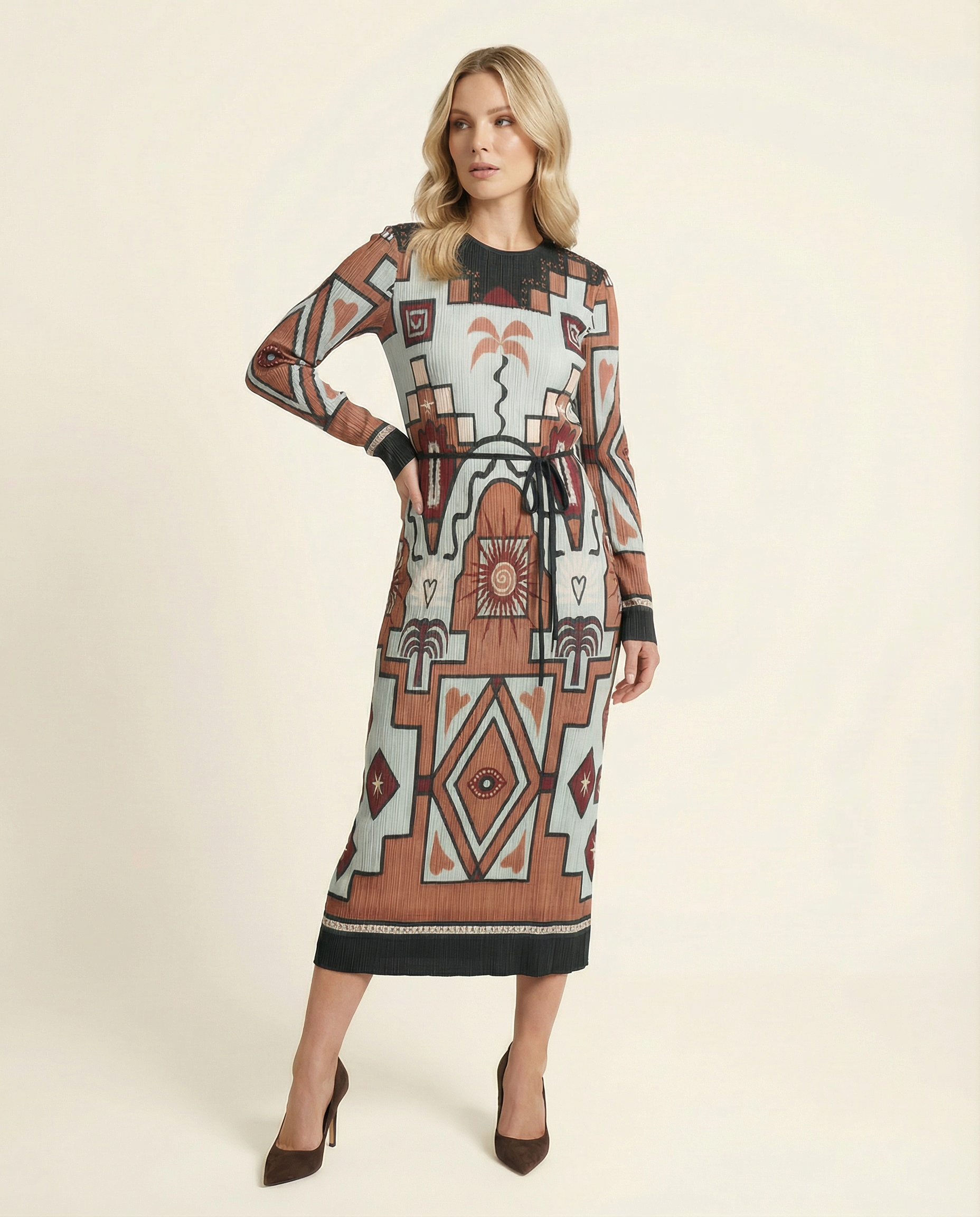 Harmonia Plissé Midi Dress