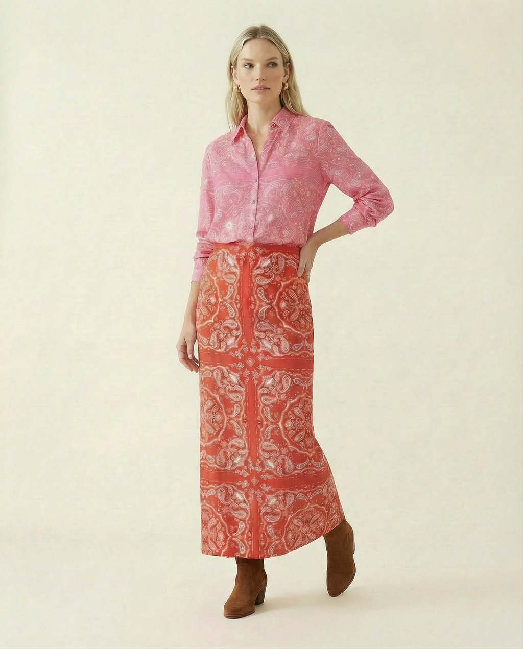 Red Bandana Rib Dorris Skirt