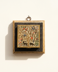 Decorative vintage compact animals and birds on bourbon barrel frame art 