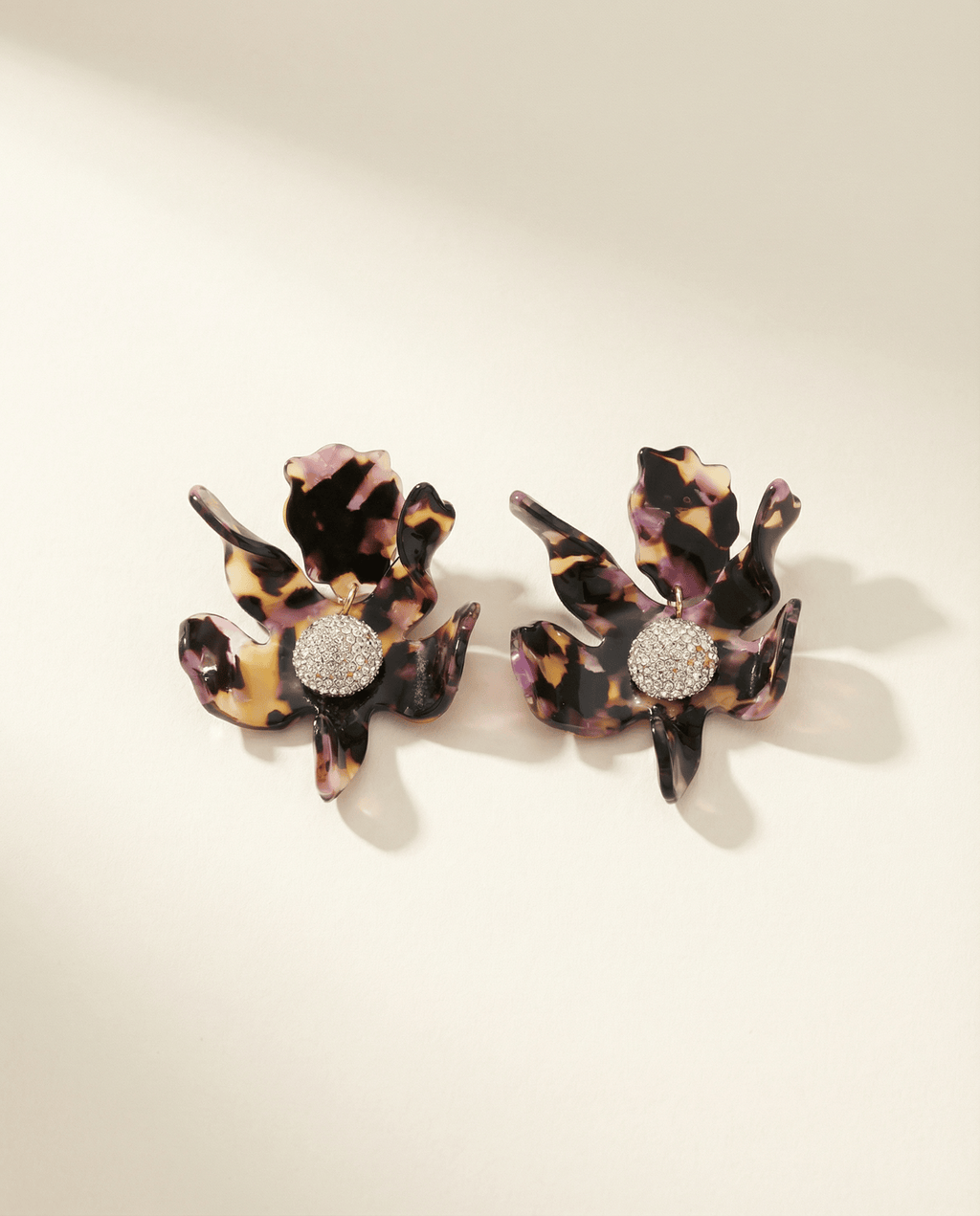 Crystal Lily Pierced Earrings-Rose Tortoise