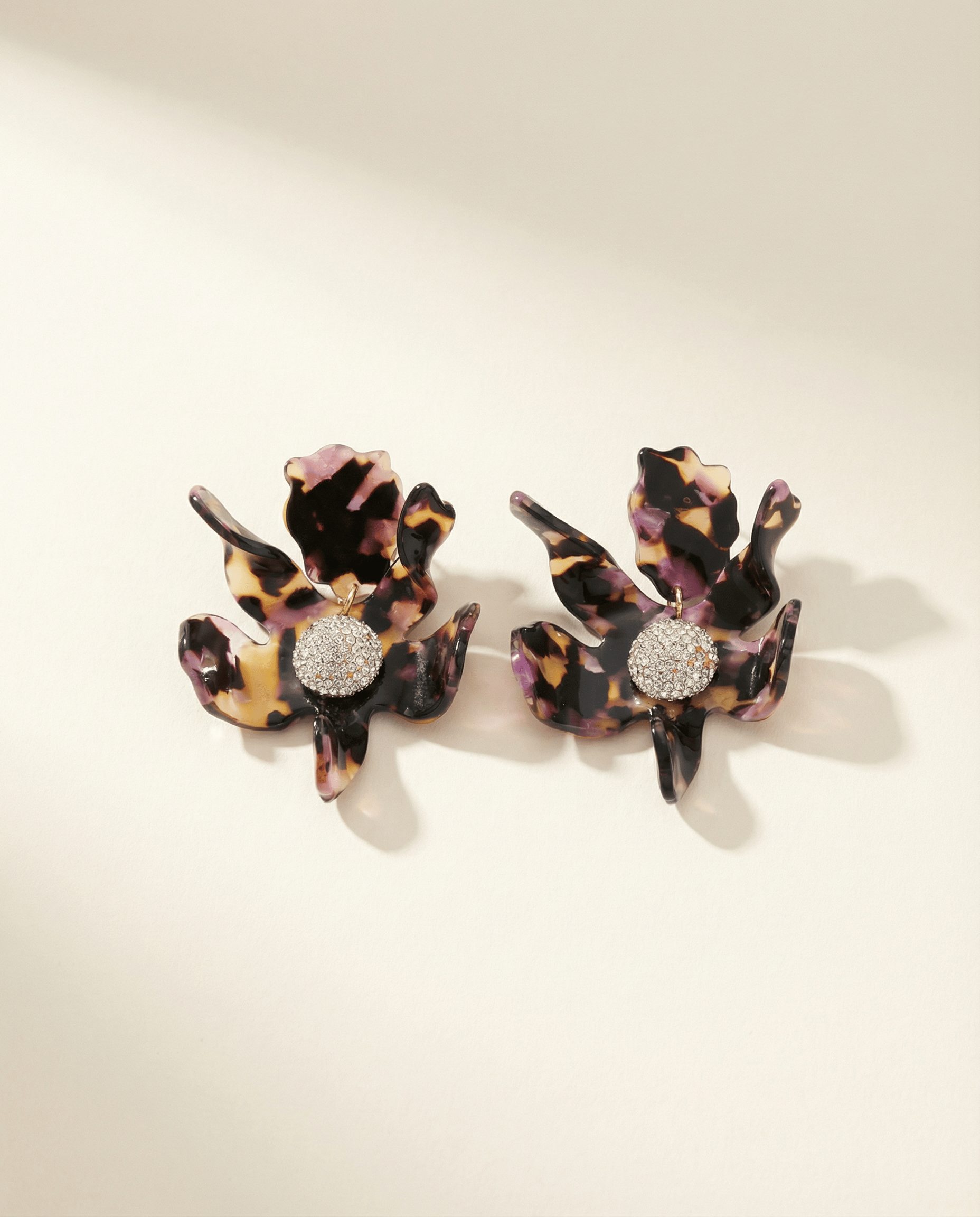 Crystal Lily Pierced Earrings-Rose Tortoise