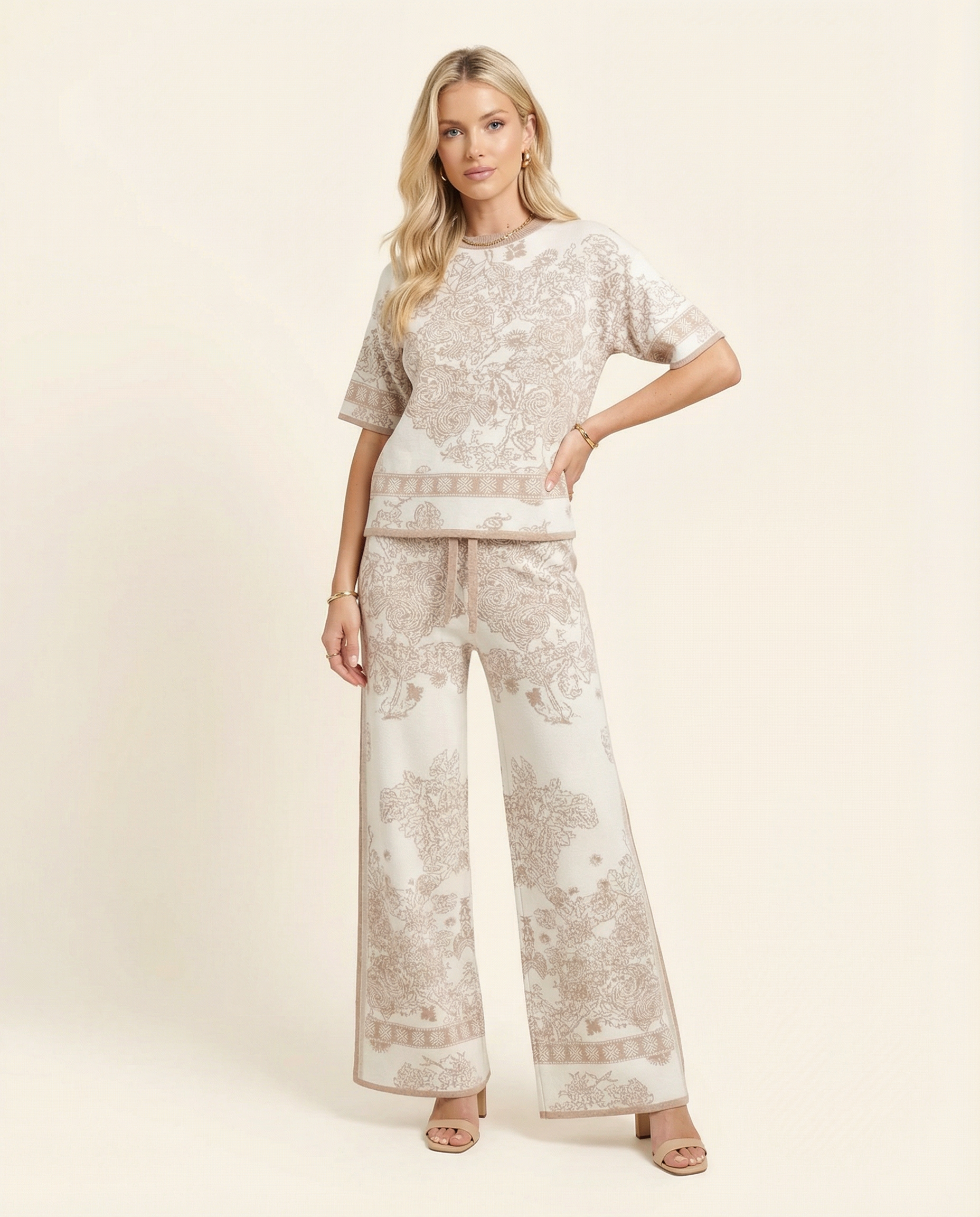 Floral Print Jacquard Set