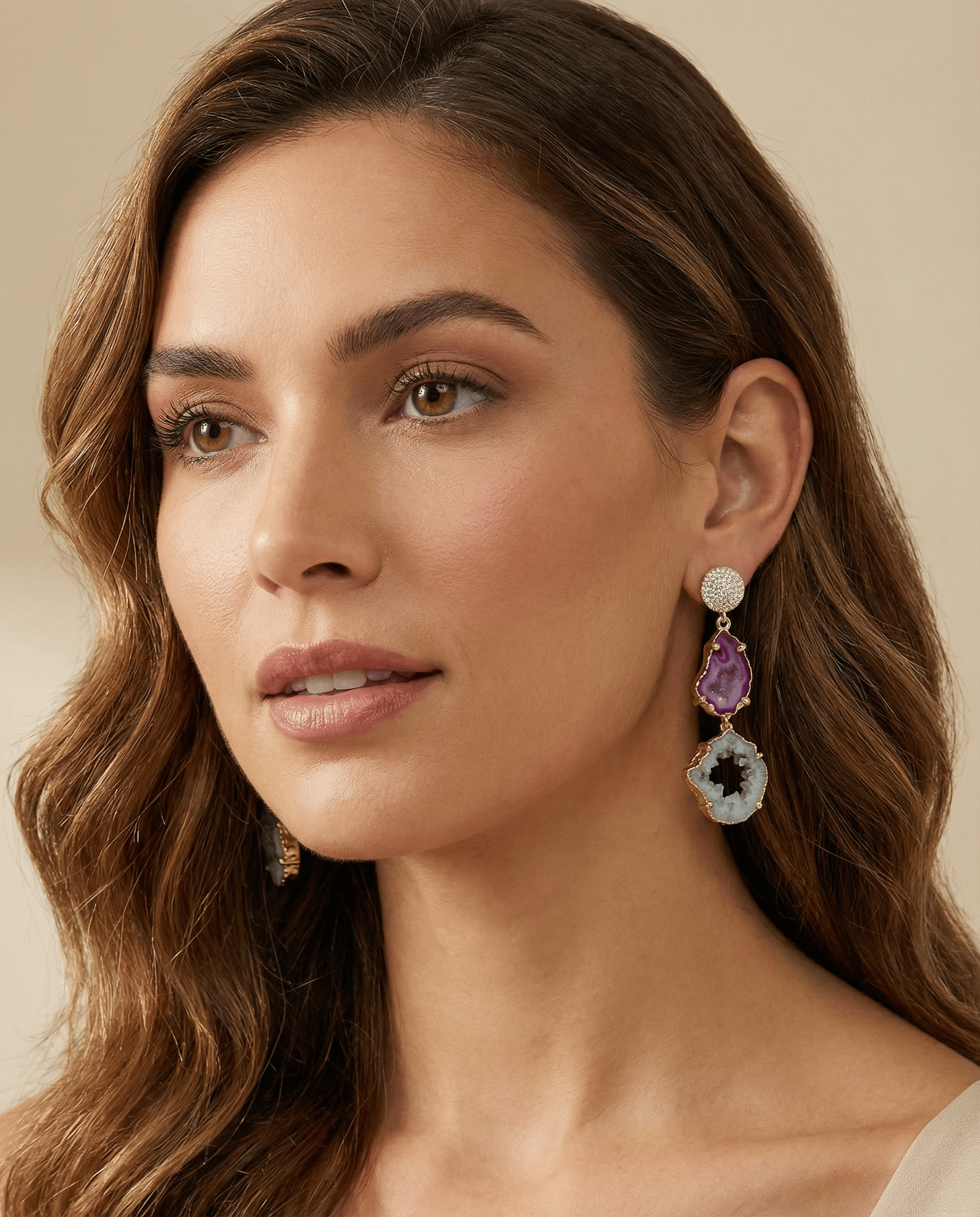 Mixed II Double Agate Earrings