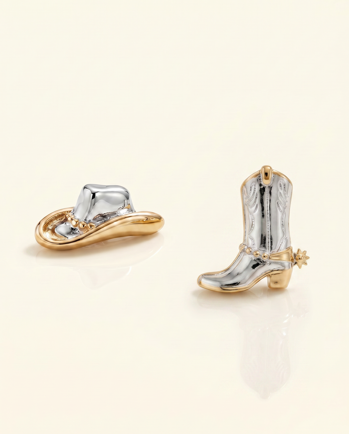 Western Mixed Boot and Hat Stud Earrings