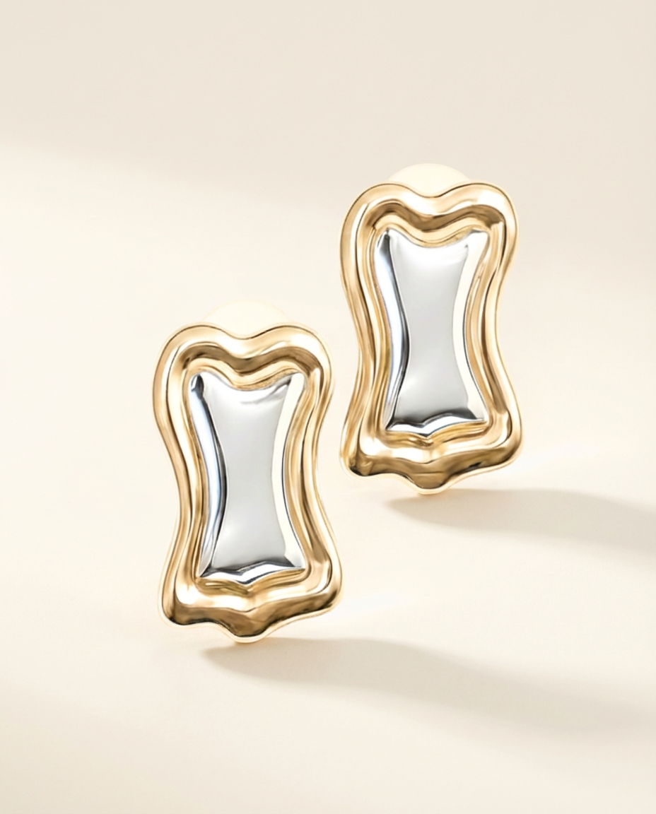 Molten Mixed Metal Earrings