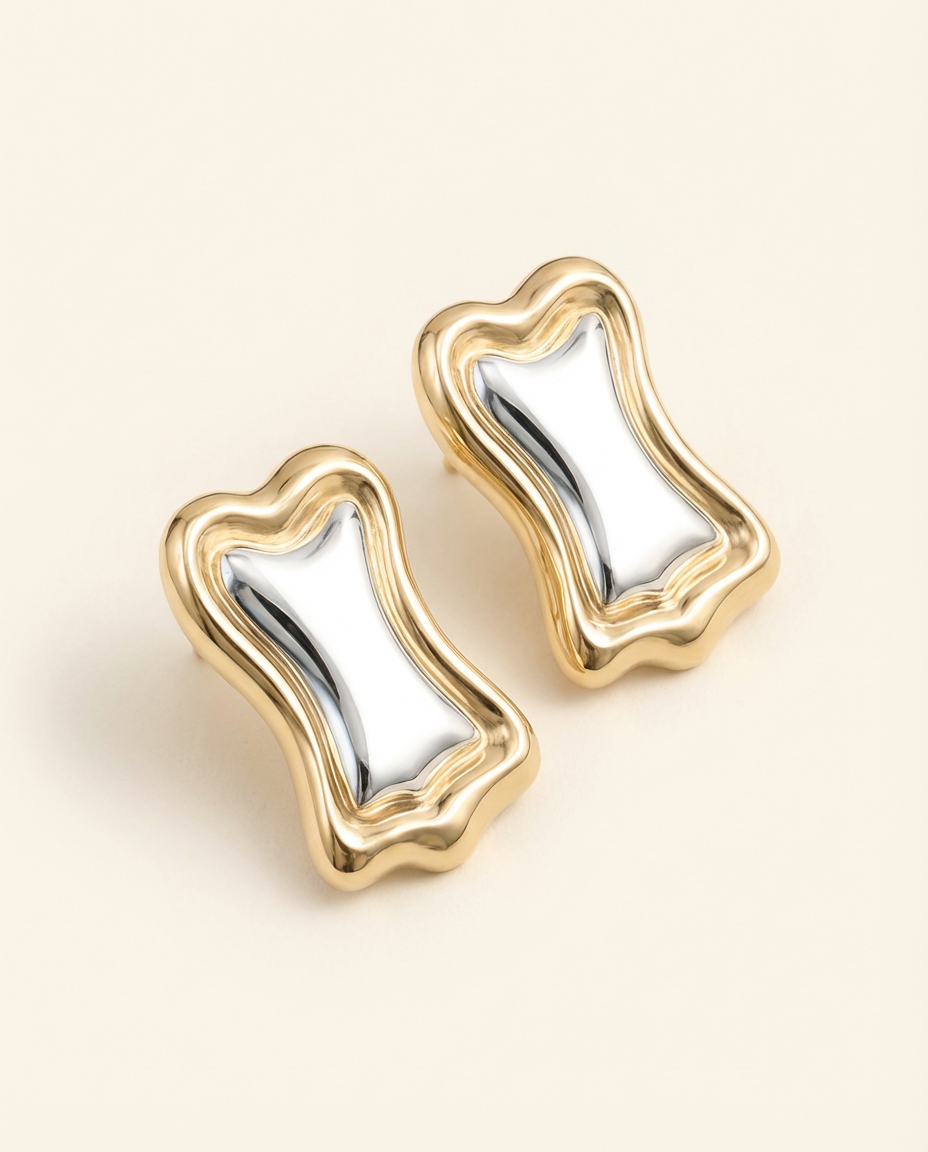 Molten Mixed Metal Earrings