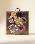 Vintage Jewelry brooch with flowers on acrylic frame art 