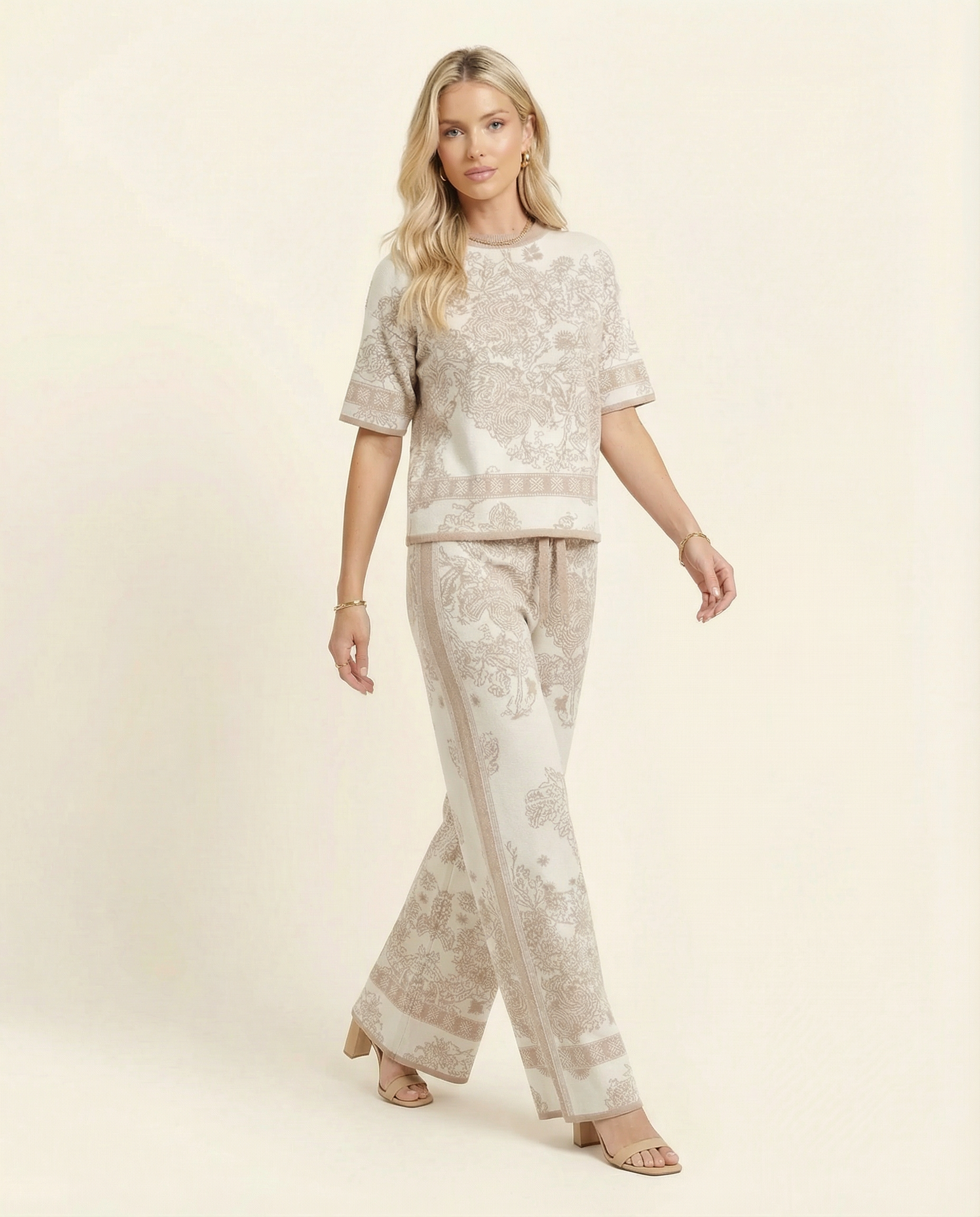 Floral Print Jacquard Set