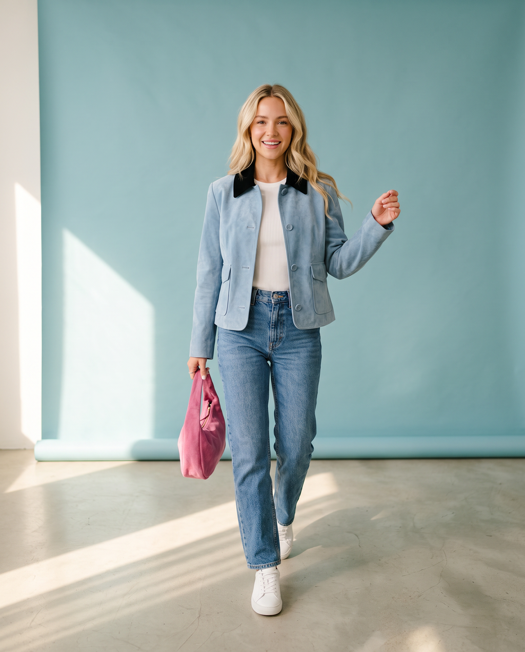 Sky Blue Suede Jacket