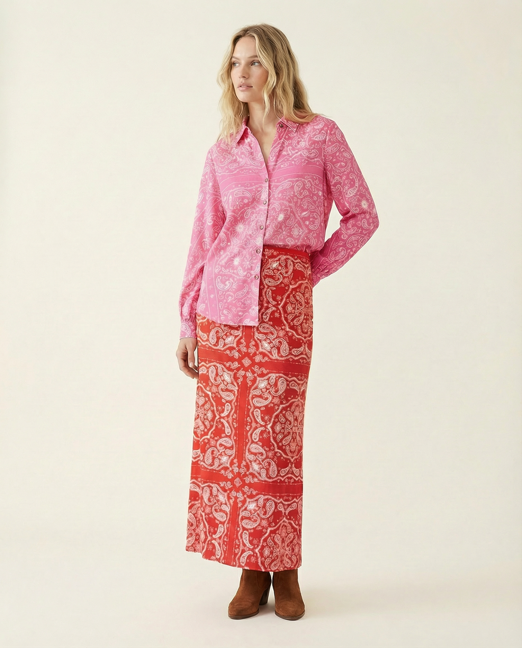 Red Bandana Rib Dorris Skirt