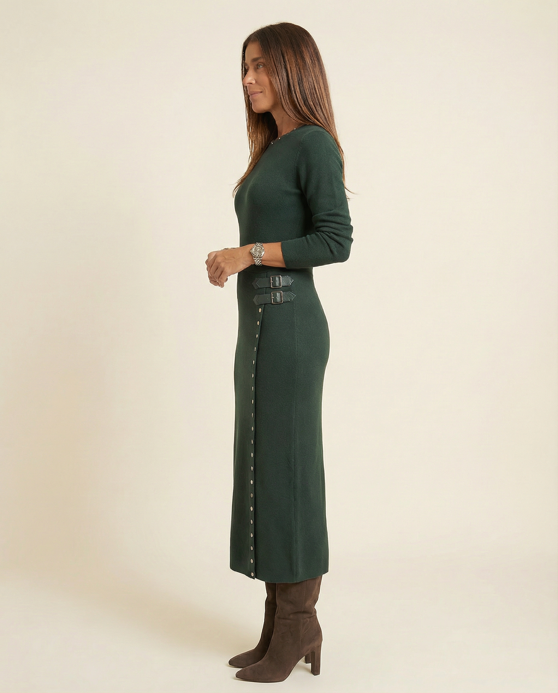 Bottle Green Stud Sammie Dress