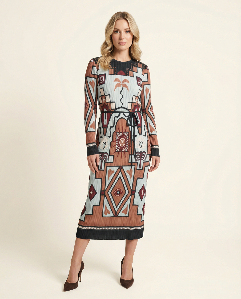 Harmonia Plissé Midi Dress